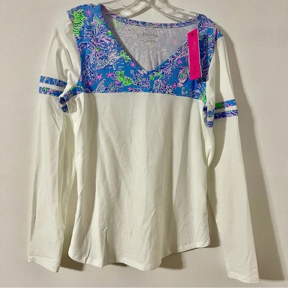 Top - Lilly Pulitzer - Amara Top - Medium Blue Peri The Turtle Package LPBOX2-14 - Picture 1 of 8